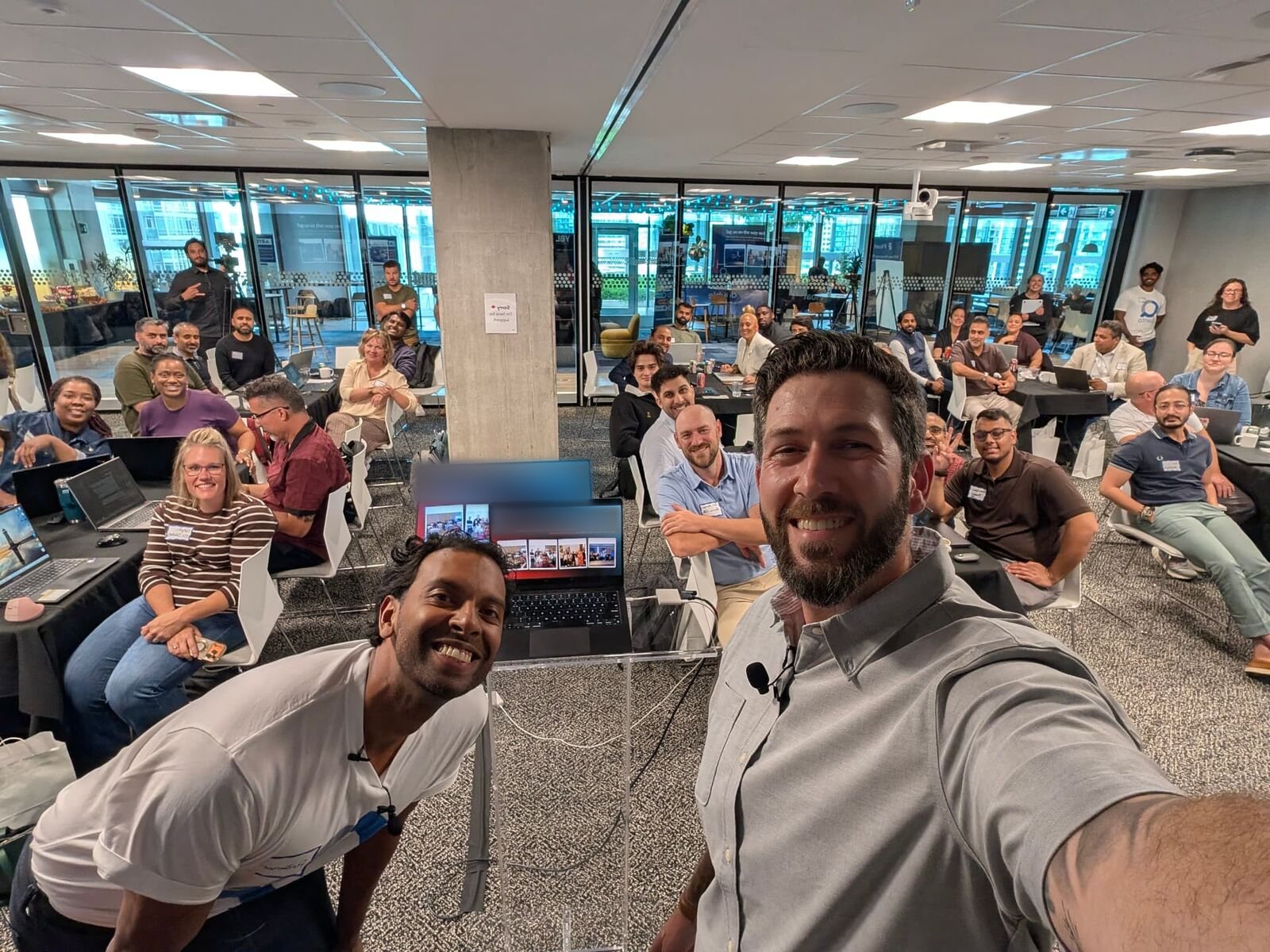 Mike Libbey taking a selfie with accountants at the Toronto Claude workshop
